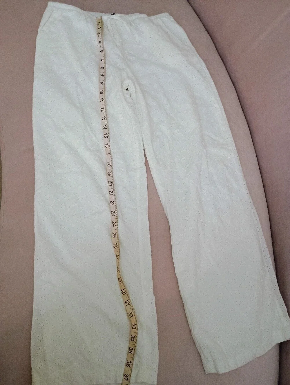 White Eyelet Drawstring Pants - Picture 4 of 6